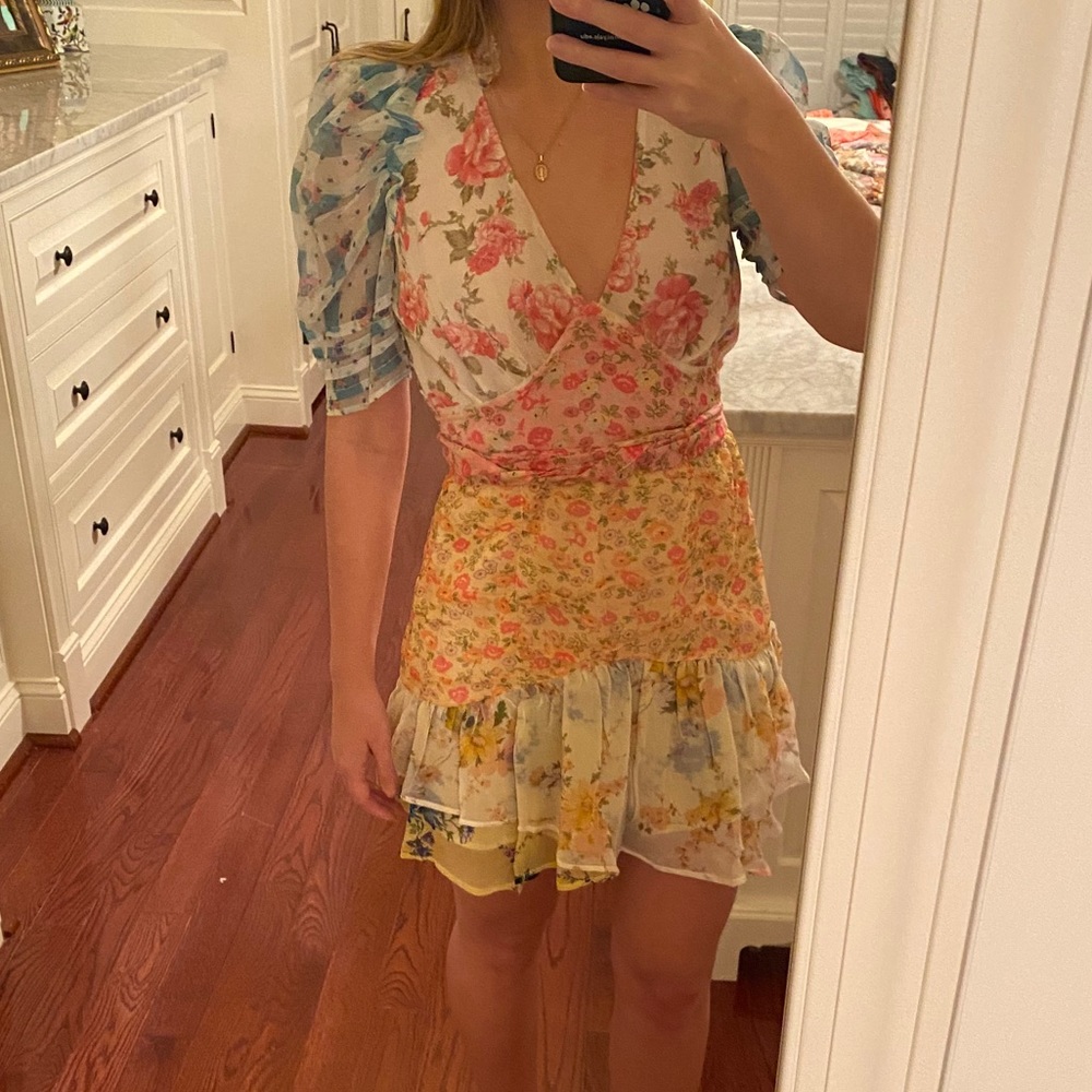 Loveshackfancy Arlo printed silk mini dress